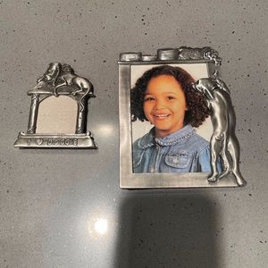 2 never used vintage pewter dog frames.